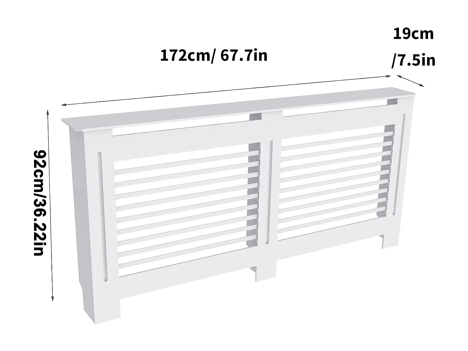 Cache radiateur grille bois cache radiateur maison en mdf couvre radiateur mural couverture de radiateur 172x19x92cm