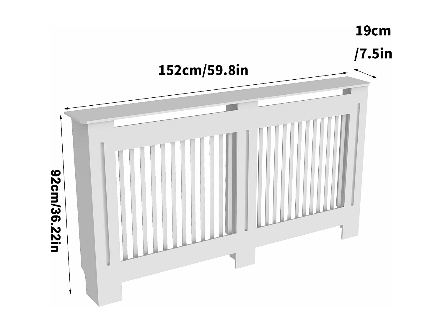 Cache radiateur grille en mdf cache radiateur maison cache-radiateur mural couvre radiateur bois 152x19x92cm