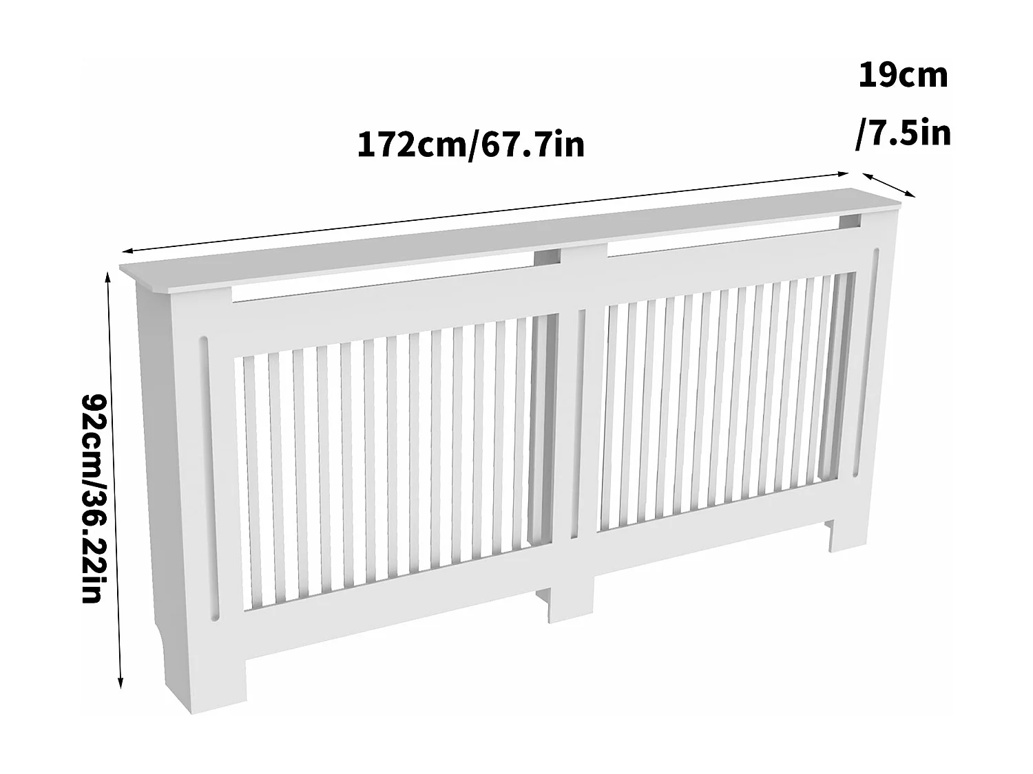 Cache radiateur blanc grille cache radiateur maison en mdf couvre radiateur bois cache-radiateur mural 172x19x92cm