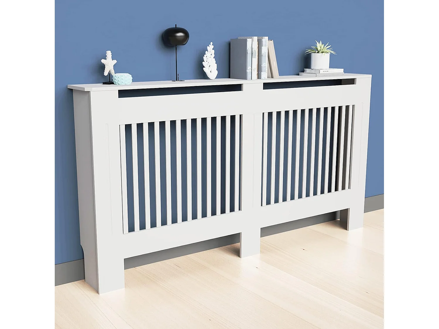 Cache radiateur blanc grille cache radiateur maison en mdf couvre radiateur bois cache-radiateur mural 172x19x92cm