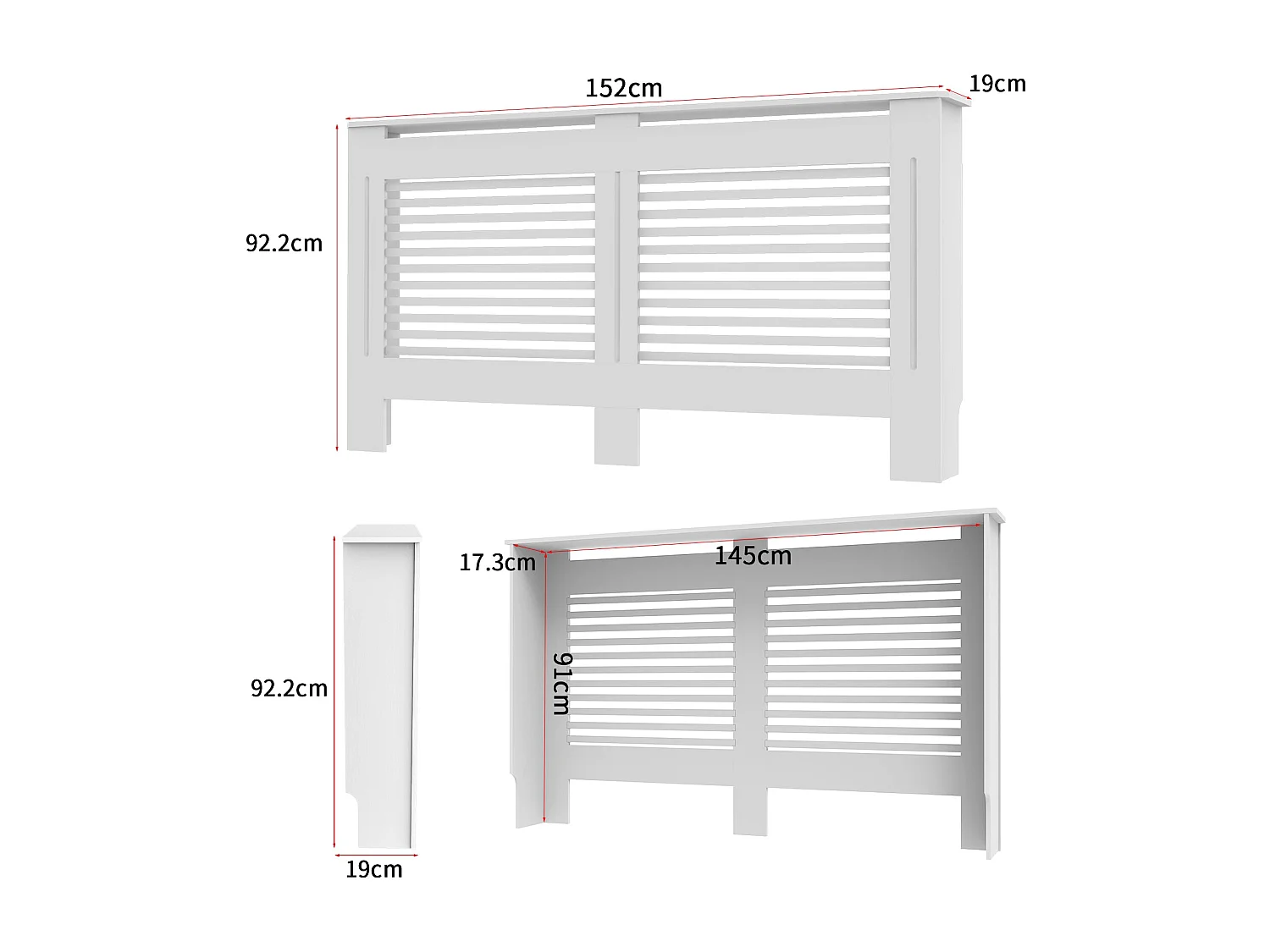 Couvre radiateur grille bois cache radiateur maison en mdf cache radiateur mural couverture de radiateur 152x19x92cm