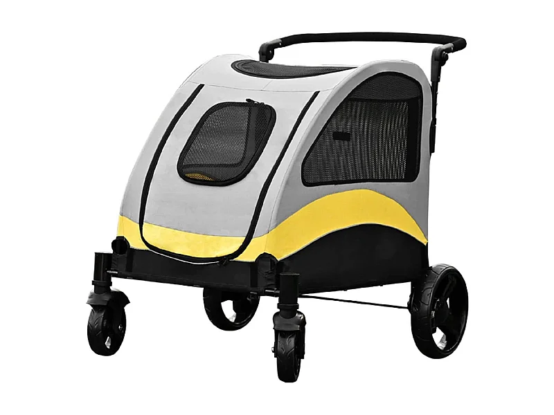 Chariot à roulettes pour animaux 4 roues poussette chien de petite taille pliable 57x76x102cm