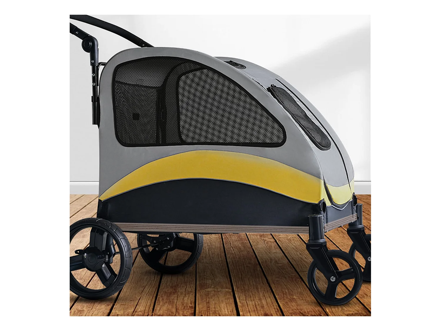 Chariot à roulettes pour animaux 4 roues poussette chien de petite taille pliable 57x76x102cm