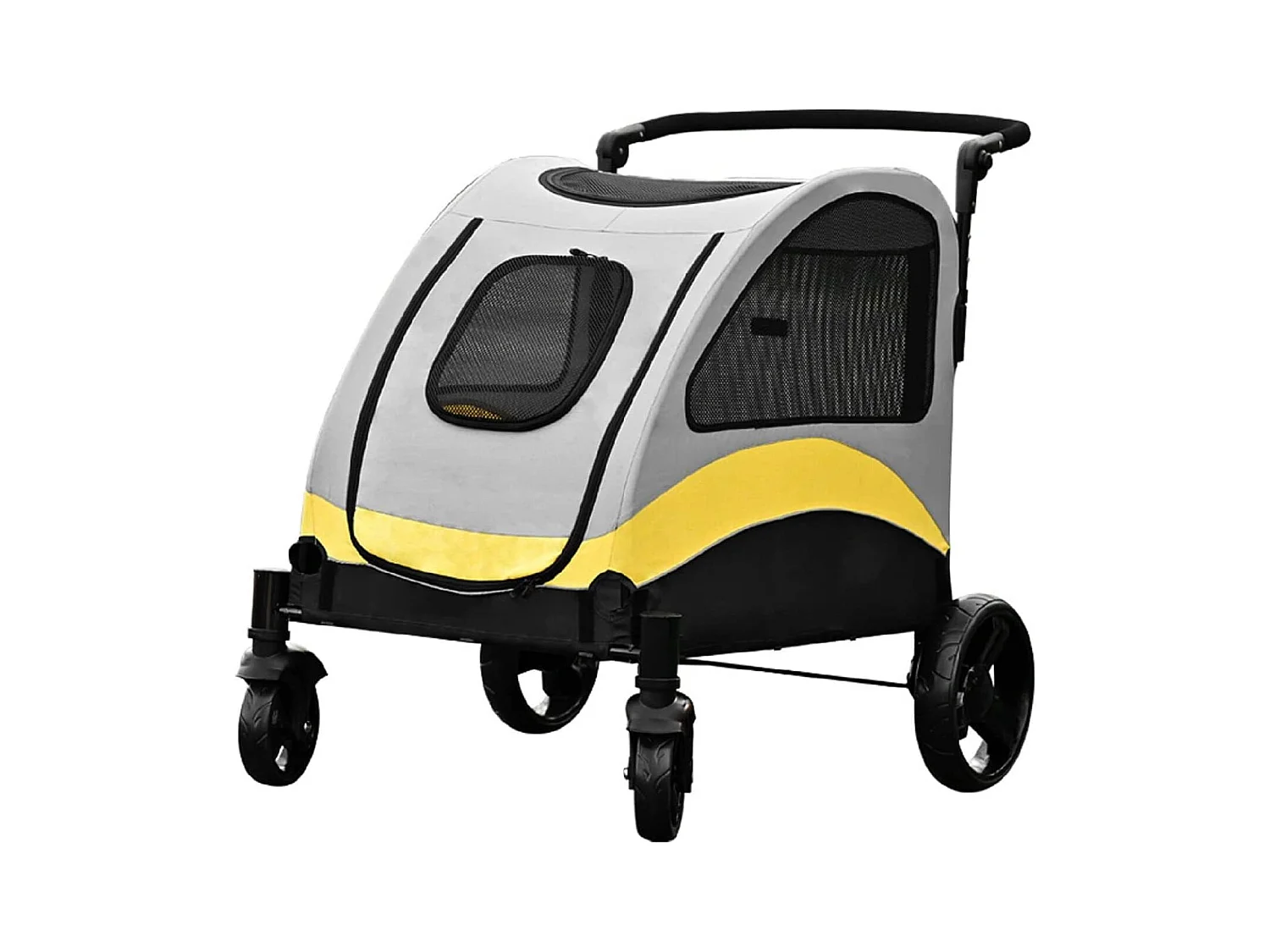 Chariot à roulettes pour animaux 4 roues poussette chien de petite taille pliable 57x76x102cm