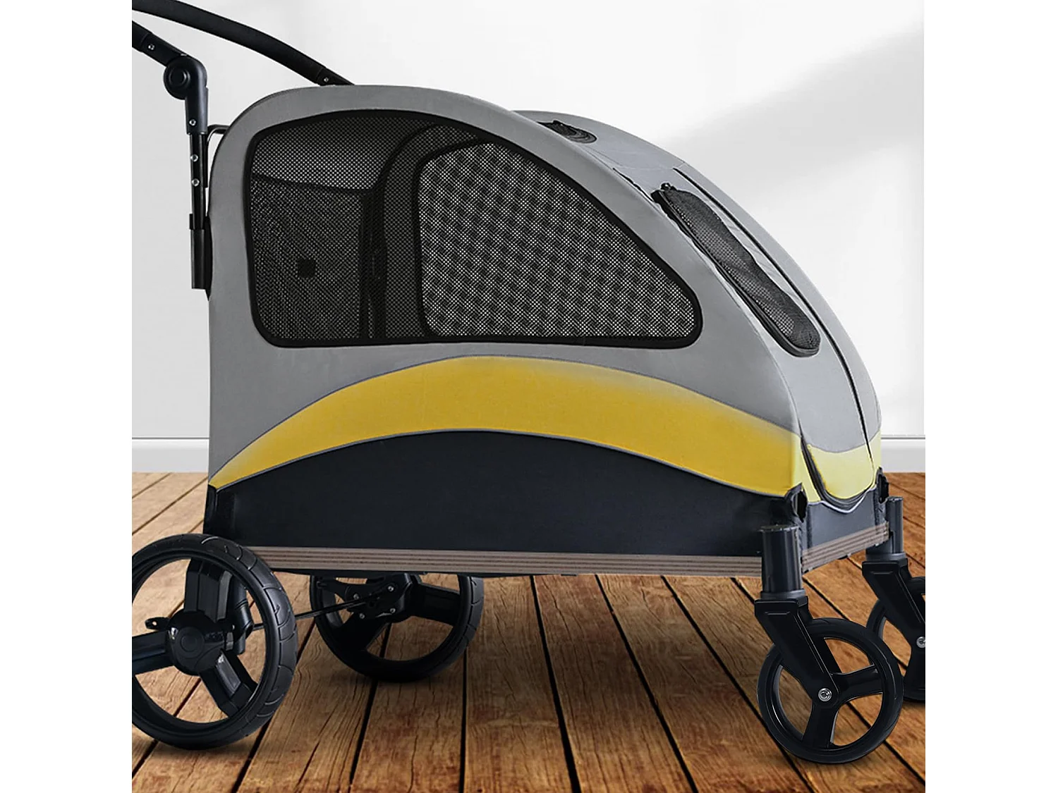 Chariot à roulettes pour animaux 4 roues poussette chien de petite taille pliable 57x76x102cm