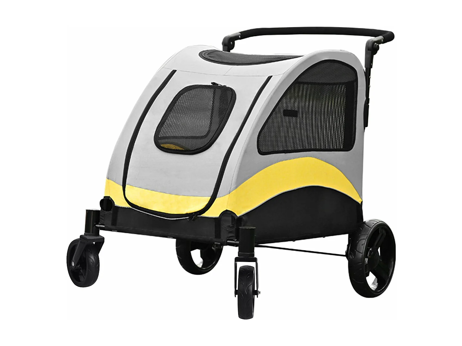 Chariot à roulettes pour animaux 4 roues poussette chien de moyen taille pliable pour chiens moins de 55kg 52x100x112cm