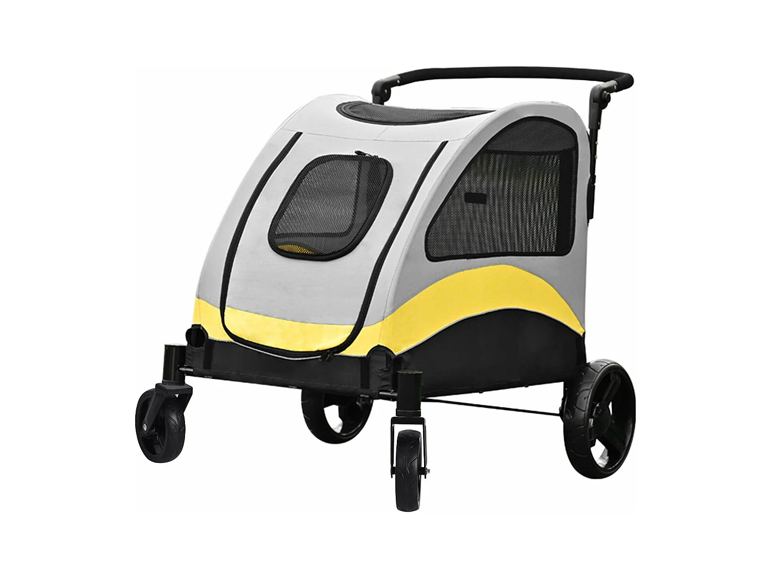 Chariot à roulettes pour animaux 4 roues poussette chien de moyen taille pliable pour chiens moins de 55kg 52x100x112cm