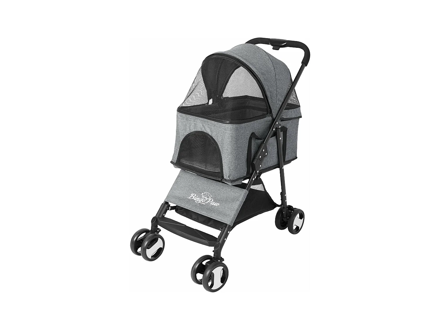 Poussette pour chien pliable chariot pour chat à 4 roues avec habillage de pluie pour animal de compagnie capcité de 20kg 50.5x77.8x99.5cm