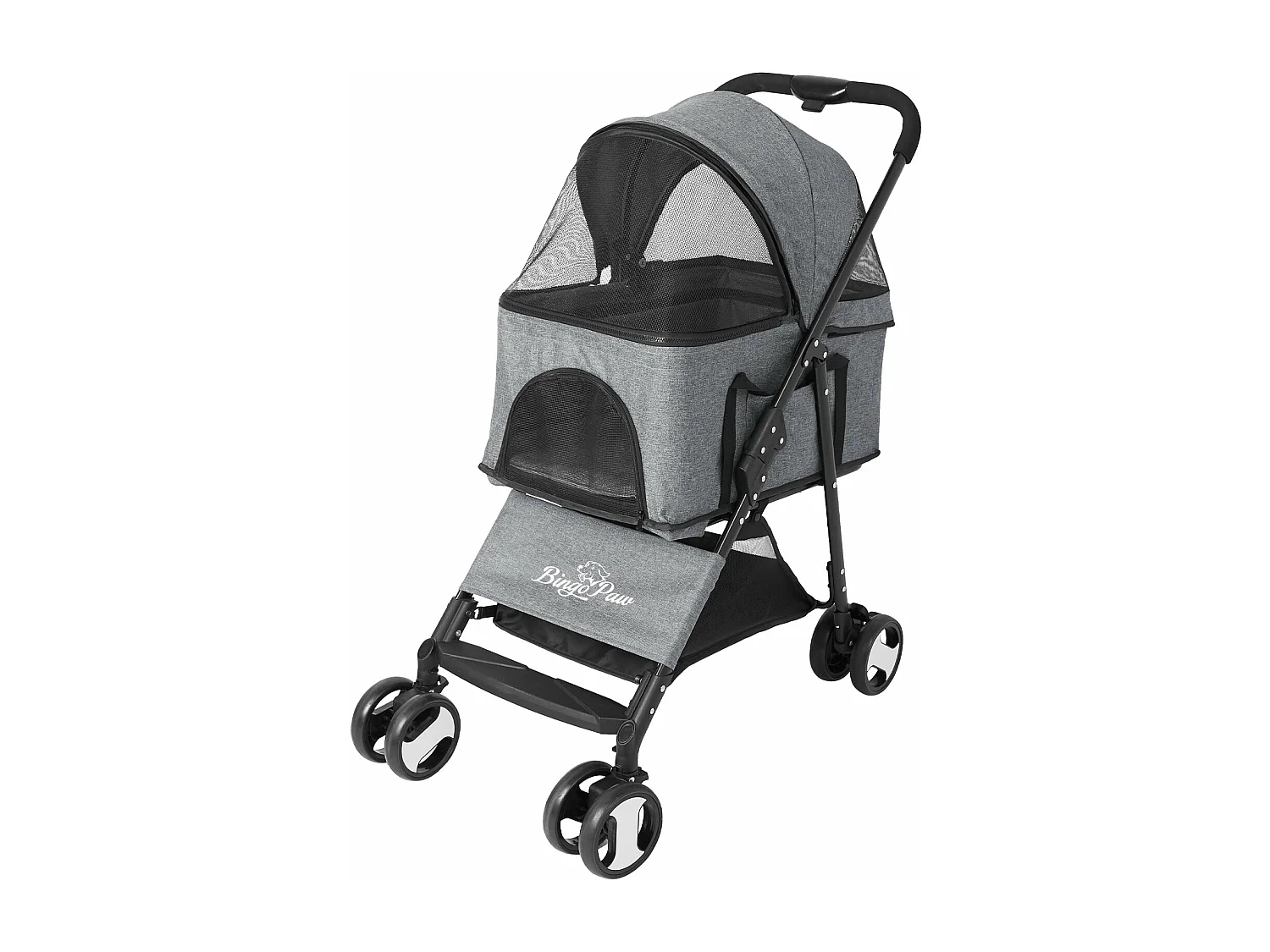 Poussette pour chien pliable chariot pour chat à 4 roues avec habillage de pluie pour animal de compagnie capcité de 20kg 50.5x77.8x99.5cm