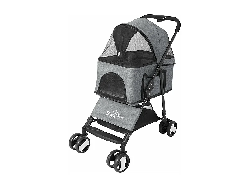 Poussette pour chien pliable chariot pour chat à 4 roues avec habillage de pluie pour animal de compagnie capcité de 20kg 50.5x77.8x99.5cm