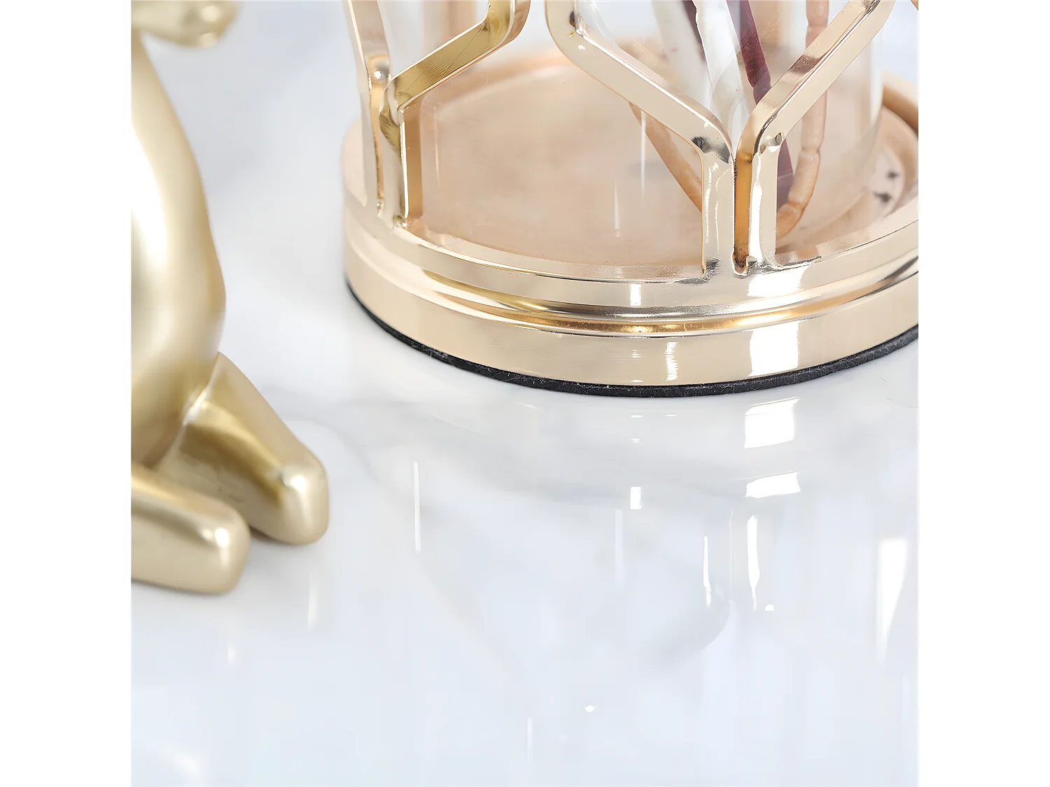 Table à manger ronde ø80x76cm pour 2-4 personnes effet marbre et pieds en fer, style modern 80x80x76cm