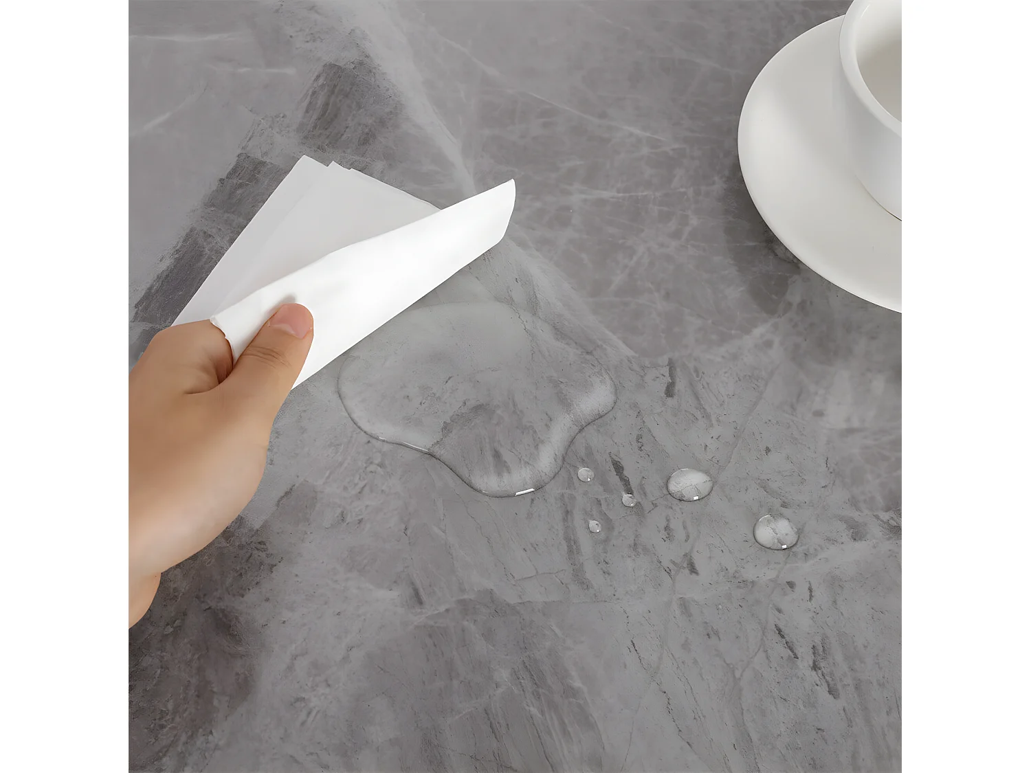 Table à Manger Marbre Ronde: Table Salle à Manger 4 Personnes 80x80x76cm Table Cuisine avec Pieds en Métal