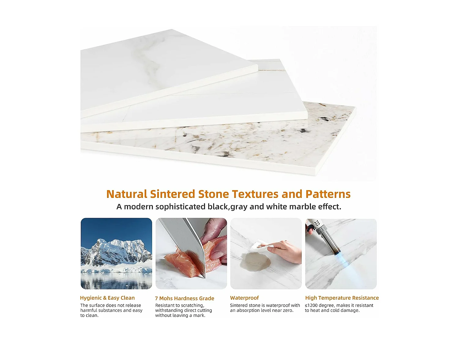 Fativo table à manger 80x80cm effet marbre pour 4 personnes, style moderne 80x80x76cm