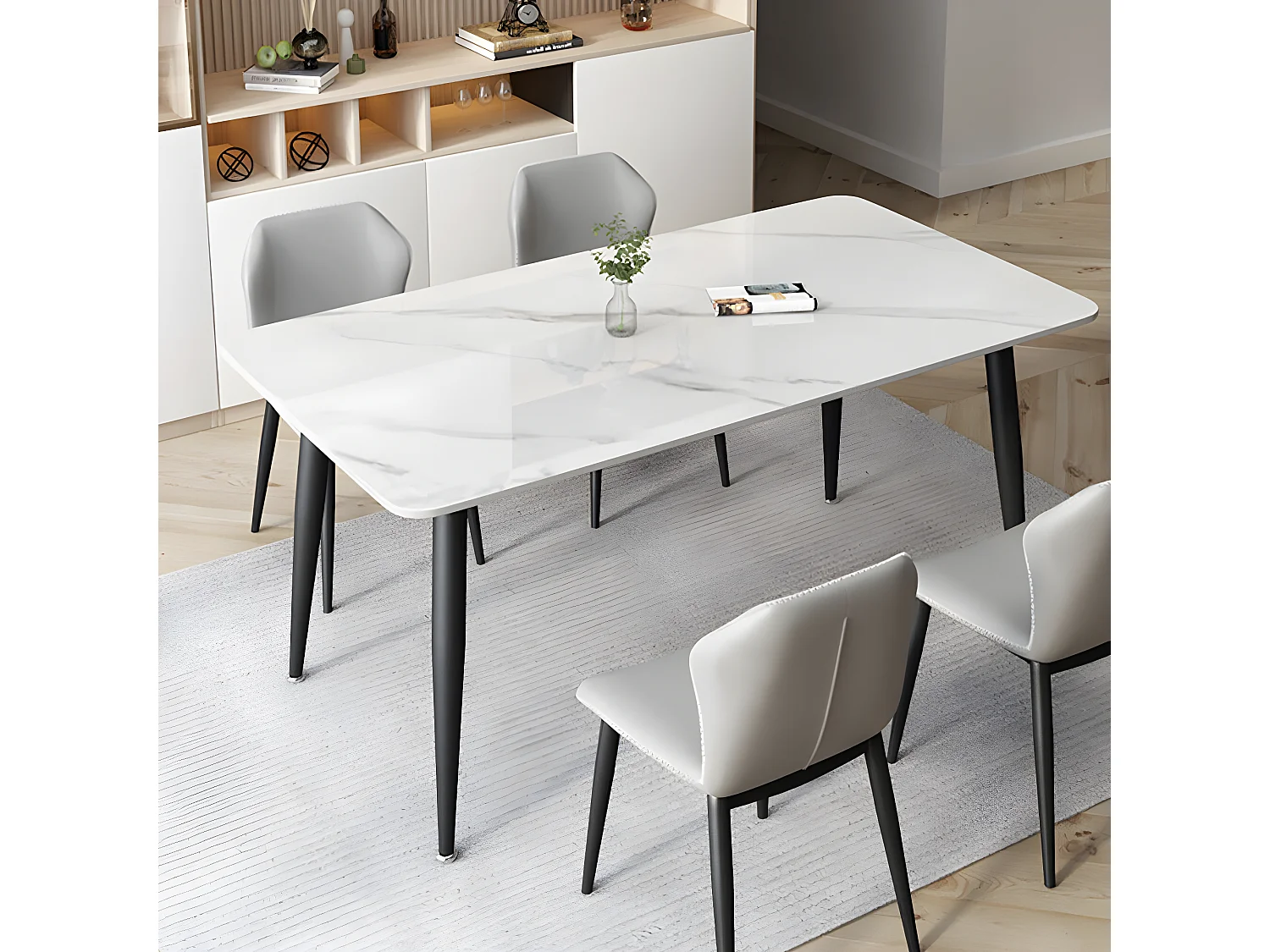 Tavolo da pranzo rettangolare per 6 persone - tavolo da cucina con effetto marmo 120x70cm 120x70x76cm