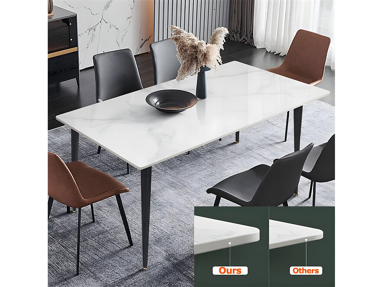 Tavolo da pranzo rettangolare per 6 persone - tavolo da cucina con effetto marmo 120x70cm 120x70x76cm