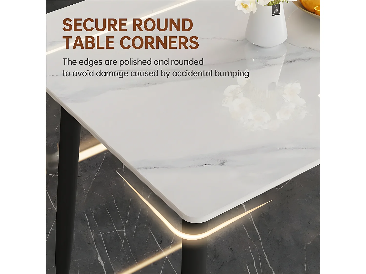 Tavolo da pranzo rettangolare per 6 persone - tavolo da cucina con effetto marmo 120x70cm 120x70x76cm