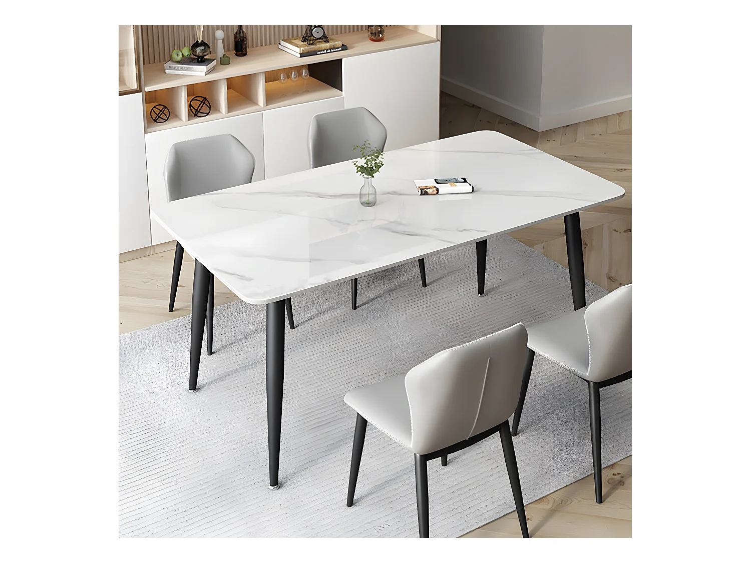 Table à manger rectangle 6 personne - table de cuisine en effet marbre 120x70cm 120x70x76cm