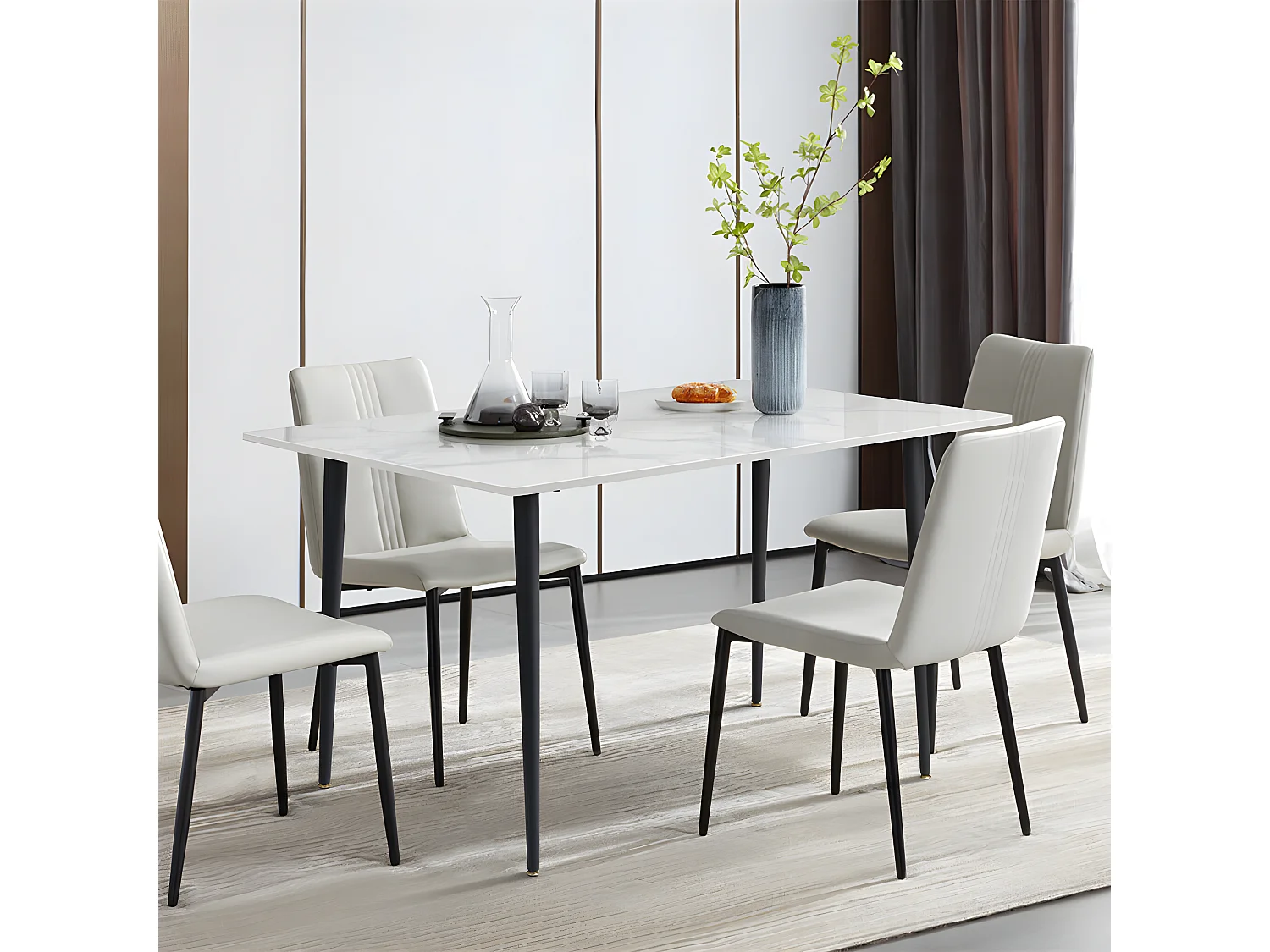 Table à manger rectangle 6 personne - table de cuisine en effet marbre 120x70cm 120x70x76cm