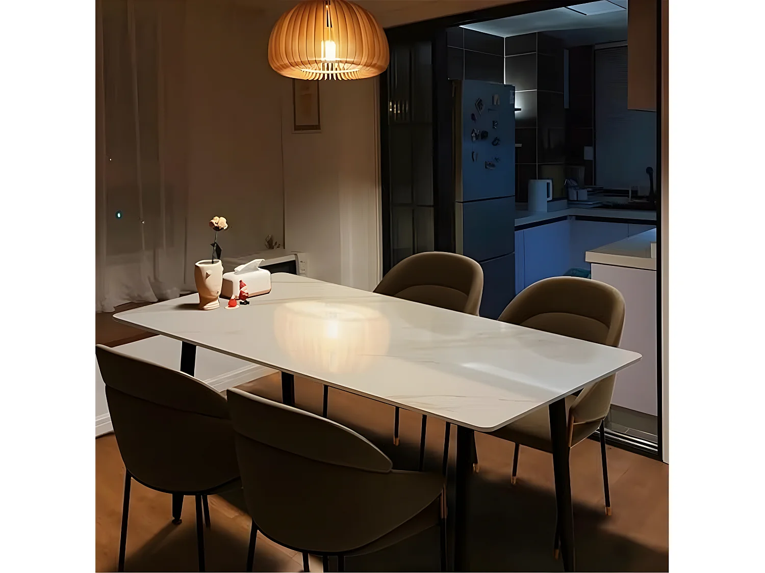 Table à manger rectangle 6 personne - table de cuisine en effet marbre 120x70cm 120x70x76cm