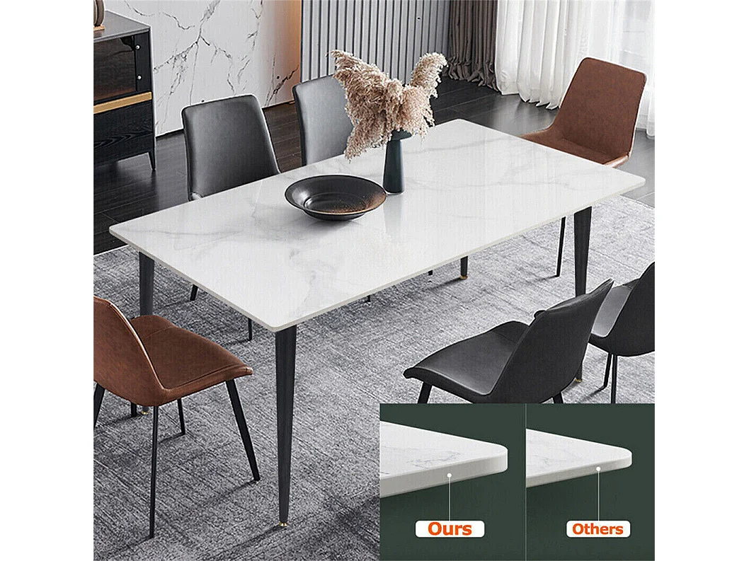 Rechteckiger Esstisch für 6 Personen - Küchentisch mit Marmor-Effekt 120x70cm