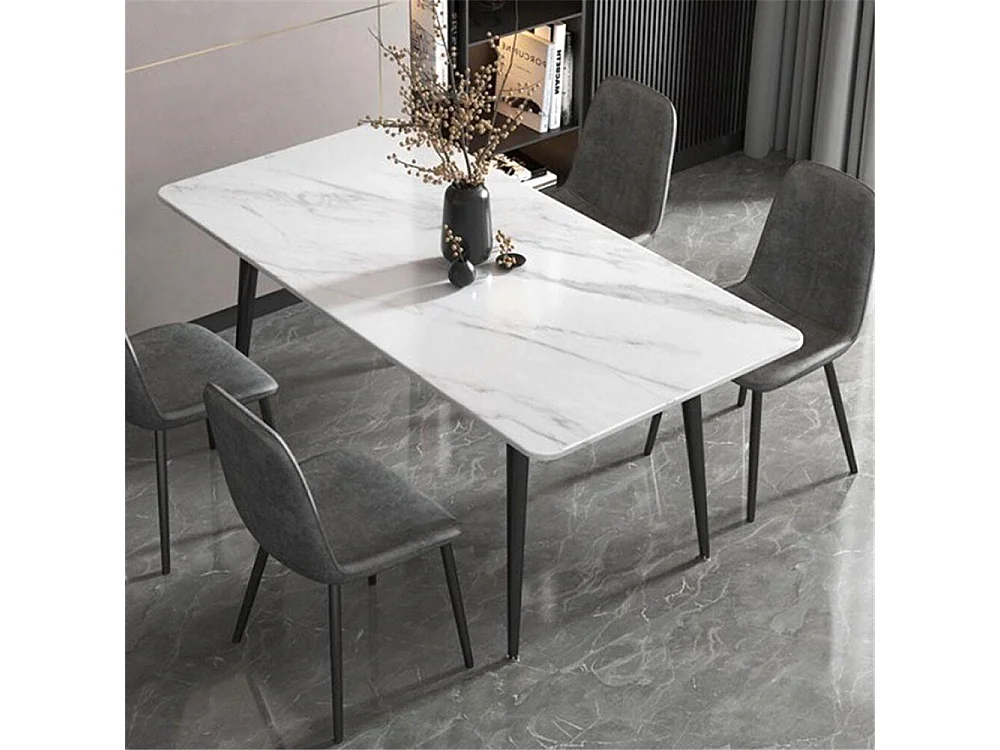 Rechteckiger Esstisch für 6 Personen - Küchentisch mit Marmor-Effekt 120x70cm