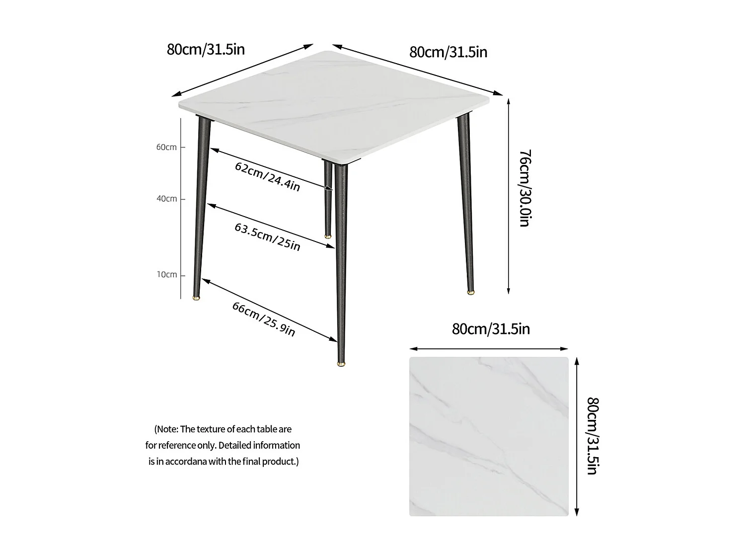 Table à manger rectangle 6 personne en effet marbre et gris 120x70cm 120x70x76cm
