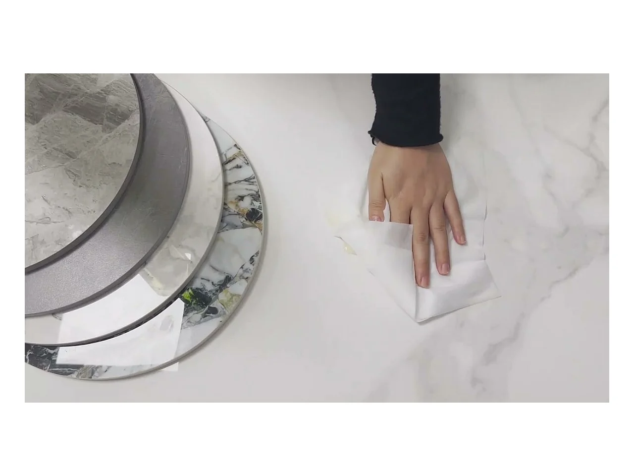 Mesa de comedor rectangular para 6 personas en mármol - blanca 120x70x76cm