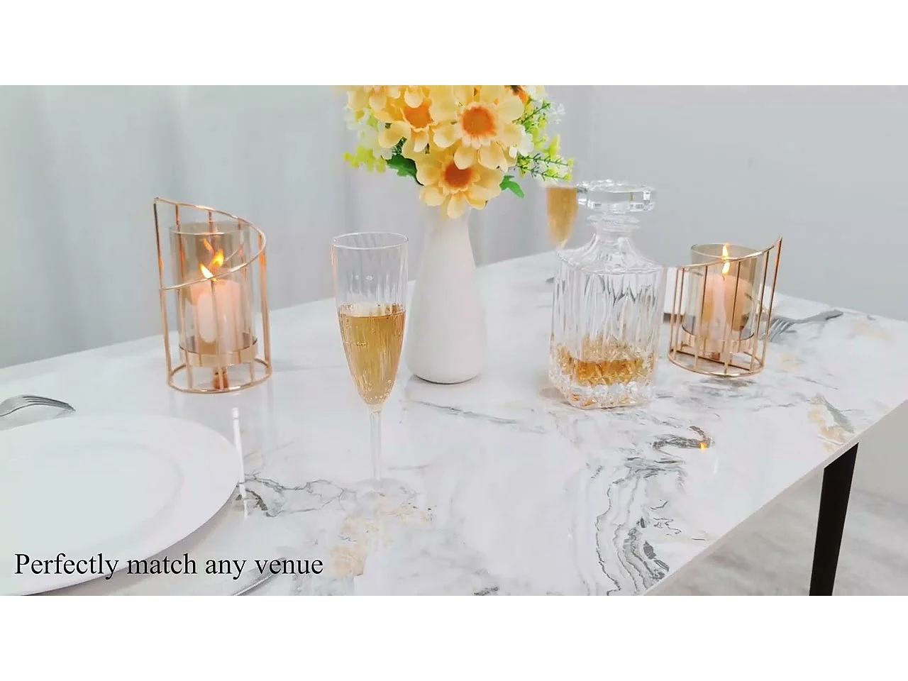 Table à manger rectangle 6 personne en marbre - blanc  120x70x76cm