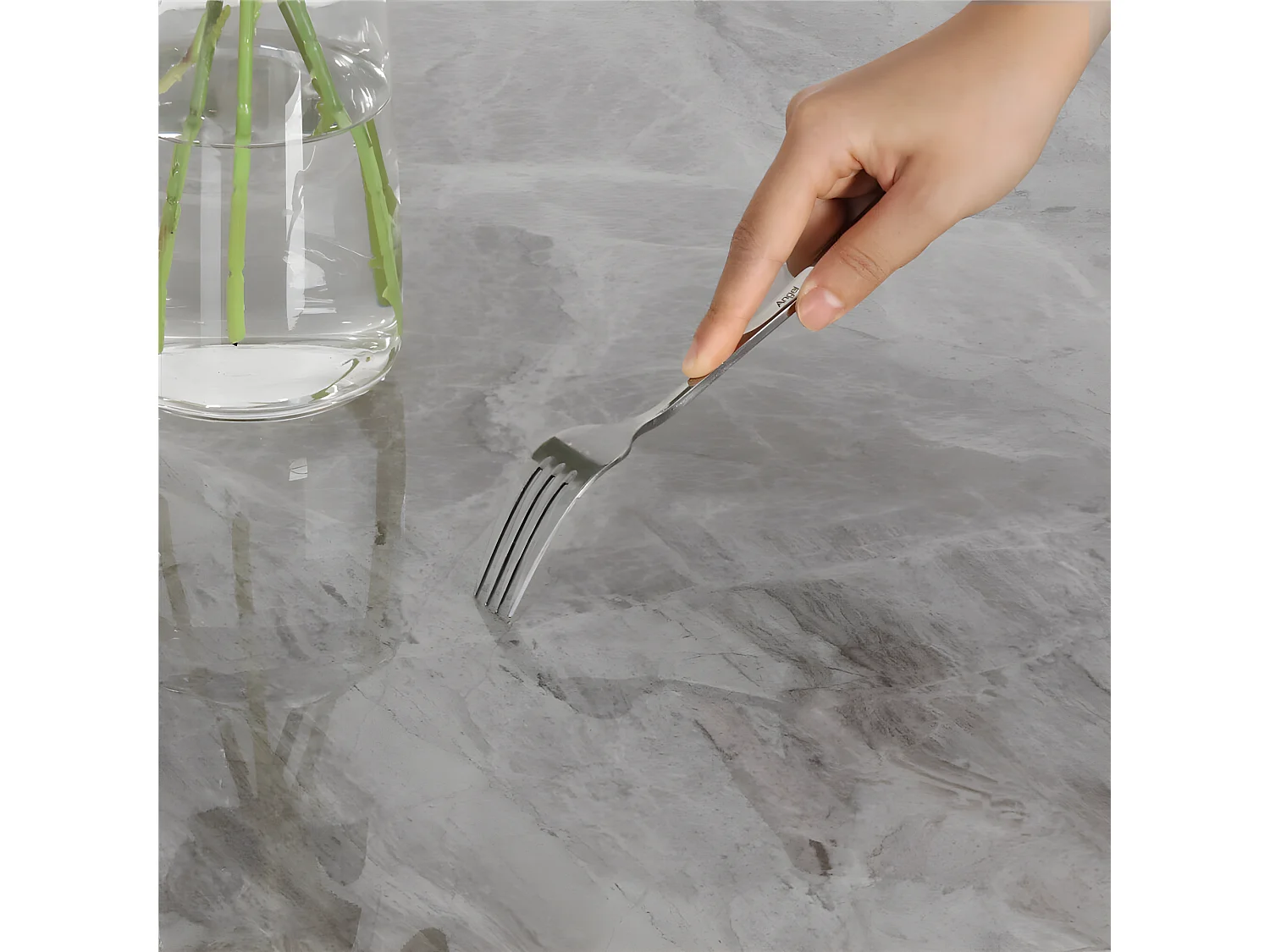 Table à manger rectangle 6 personne en effet marbre et gris 120x70cm 120x70x76cm