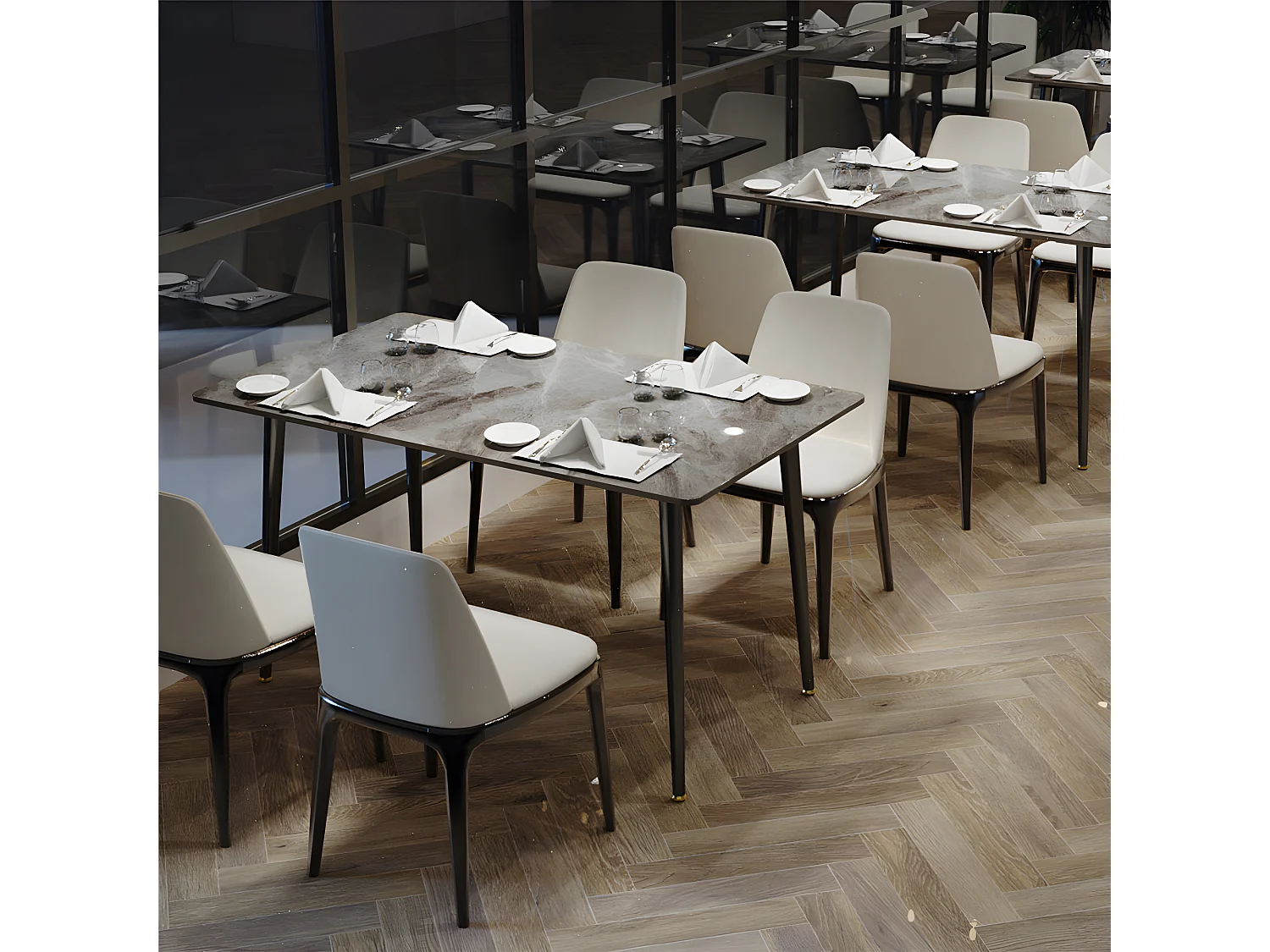 Table à manger rectangle 6 personne en effet marbre et gris 120x70cm 120x70x76cm