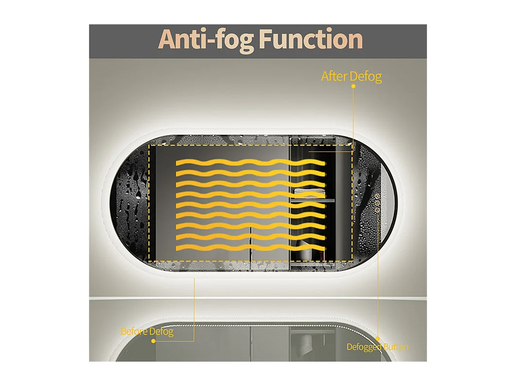 Espejo de baño LED ovalado 100x50cm espejo de pared iluminado con 3 colores ajustables 100x50cm