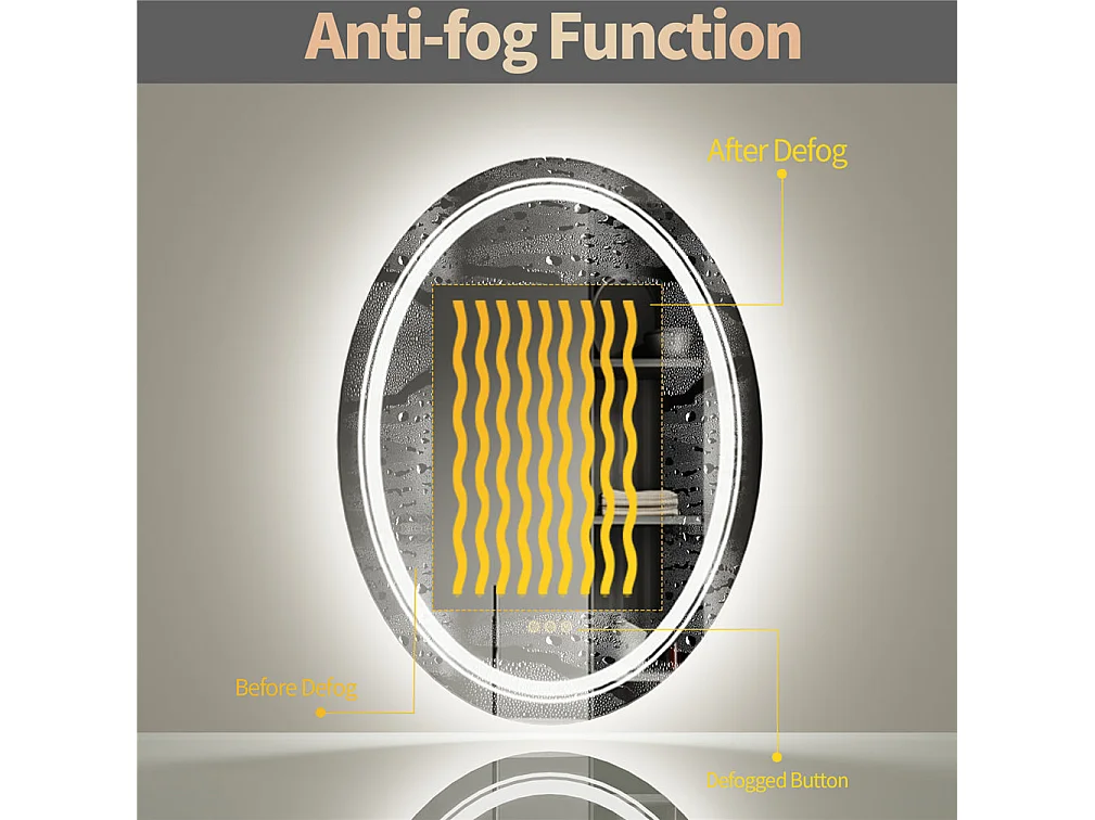 Specchio da bagno con illuminazione, specchio ingranditore antiappannamento da parete 80x60cm
