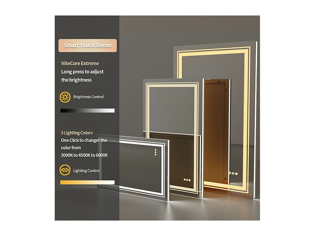 LED Badezimmerspiegel 80x60cm hinterleuchteter Wandspiegel mit Antibeschlagbeleuchtung 80x60cm