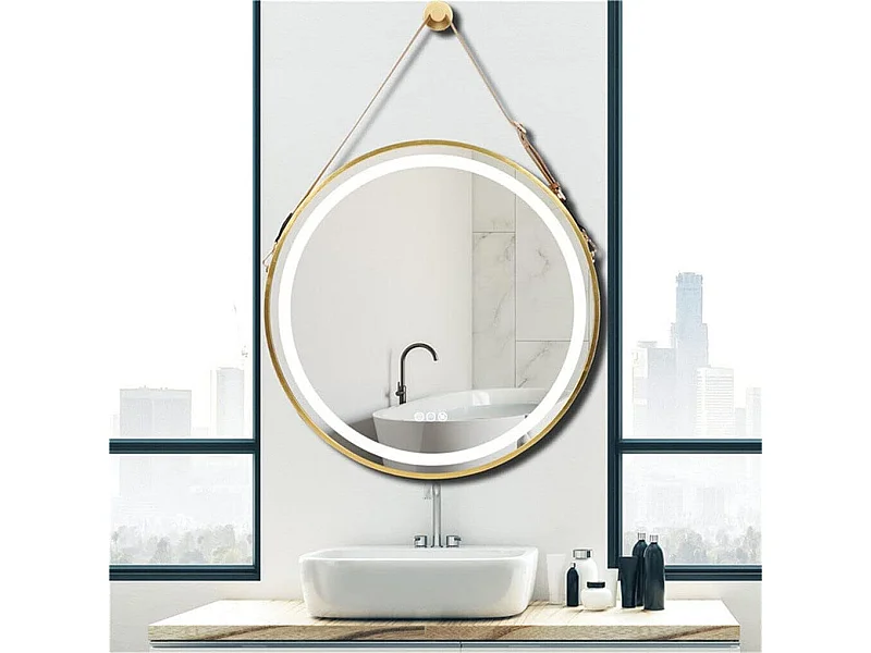 Espejo de baño LED redondo 80cm iluminación con 3 colores ajustables antivaho 80x80cm