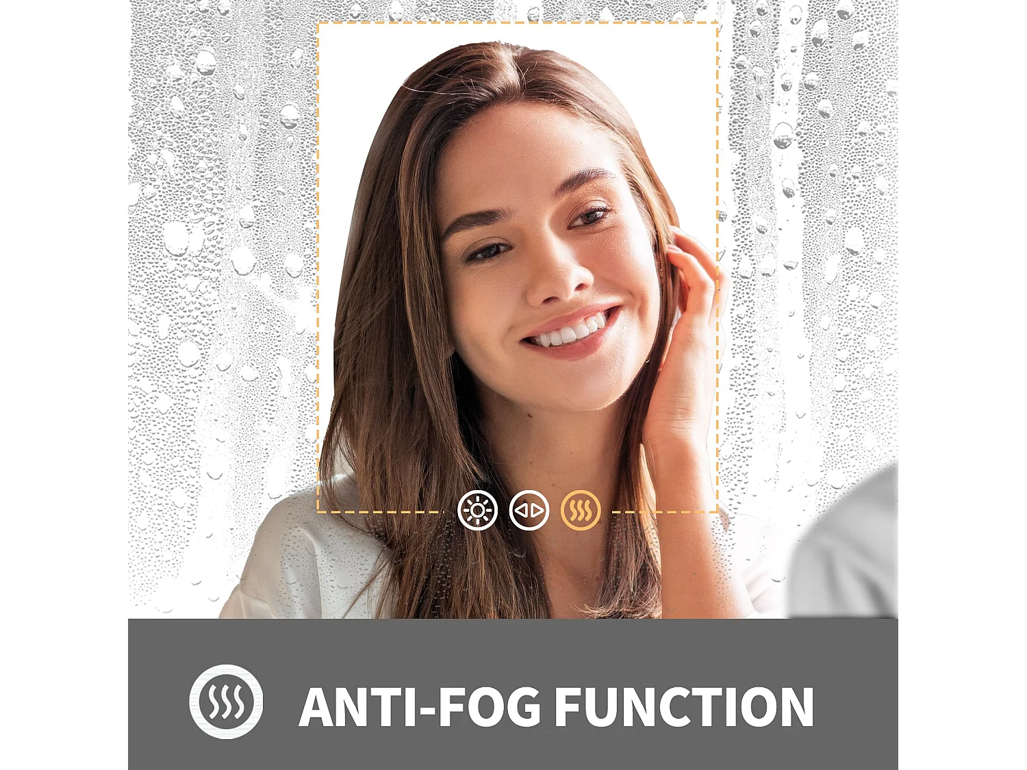 Runder LED Badezimmerspiegel 80cm Beleuchtung mit 3 einstellbaren Farben Antibeschlag 80x80cm