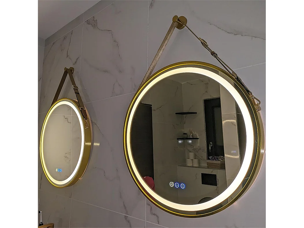 Runder LED Badezimmerspiegel 80cm Beleuchtung mit 3 einstellbaren Farben Antibeschlag 80x80cm