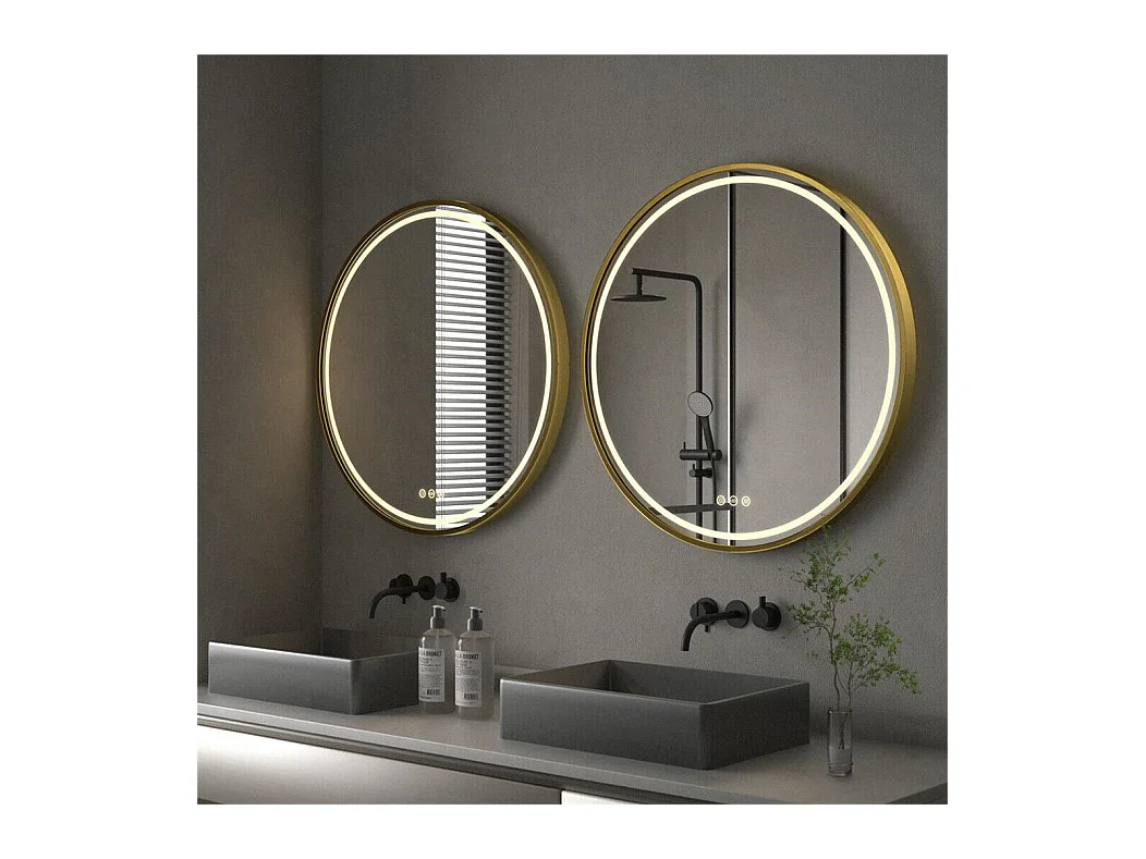 Miroir salle bain led rond 80cm éclairage avec 3 couleurs réglables anti-buée 80x80cm