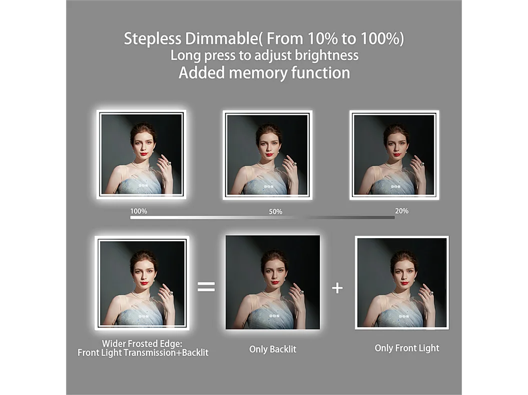 Specchio da bagno a LED 80x80cm specchio da parete quadrato con 3 colori regolabili 80x80cm