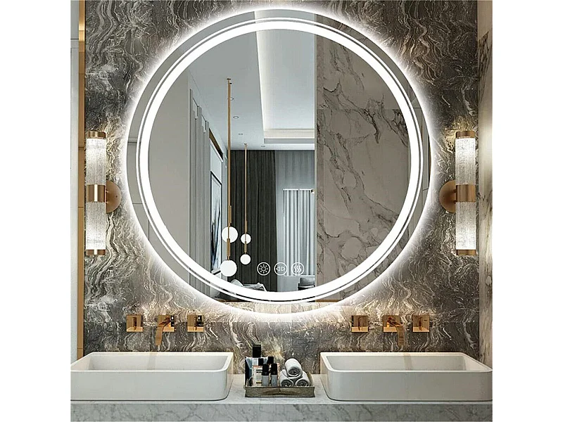 Miroir De Salle De Bain LED Asymétrique 120x80 Cm - Anti-buée, Gradation, 3 Couleurs De Lumière (3000K/4500K/6000K)
