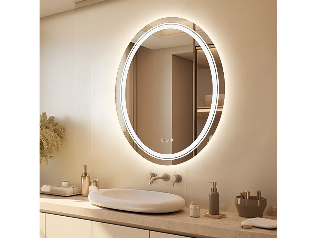 Espejo de baño LED ovalado 60x80cm con iluminación antivaho espejo de pared 60x80cm