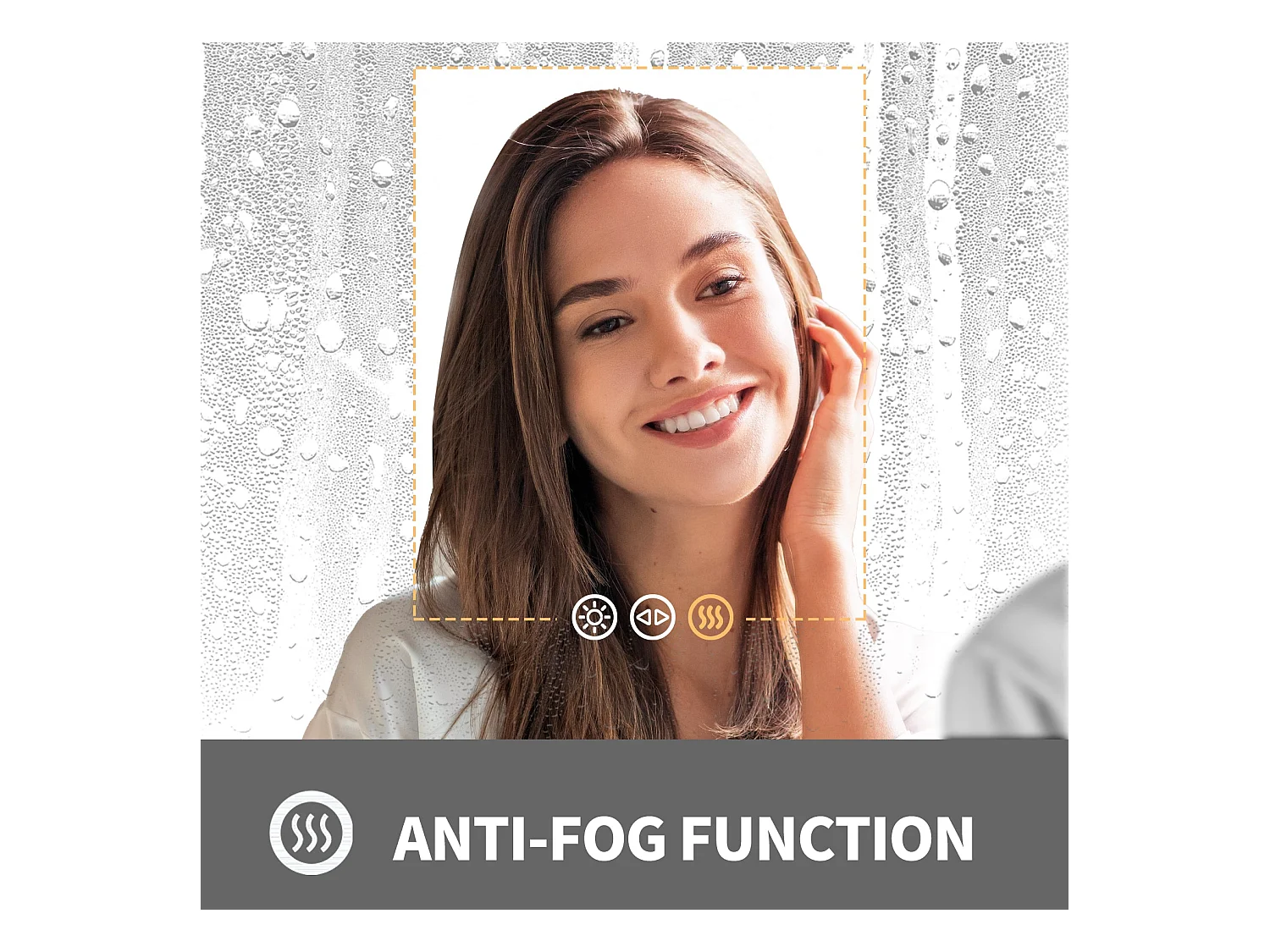 Runder LED Badezimmerspiegel gold mit 3 einstellbaren Farben Antibeschlag 60x60cm