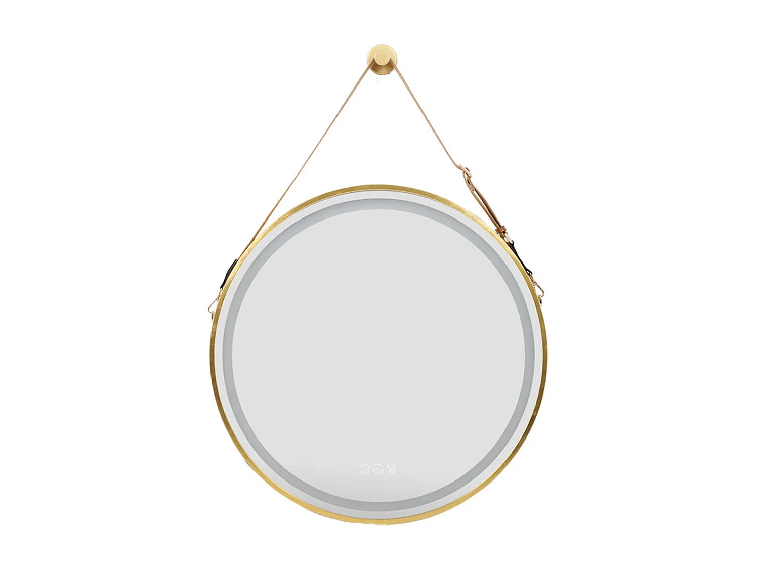 Miroir salle de bain led rond doré avec 3 couleurs réglables antibuée 60x60cm
