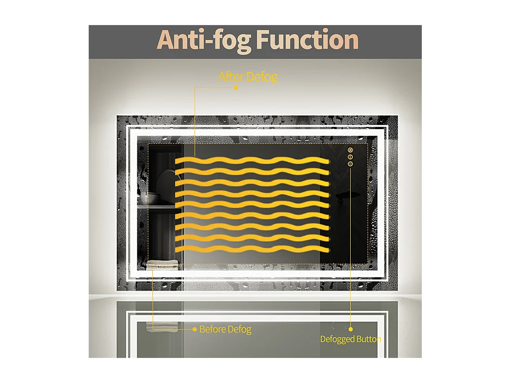 LED Badezimmerspiegel 70x50cm rechteckiger hinterleuchteter Wandspiegel beschlagfrei 50x70cm