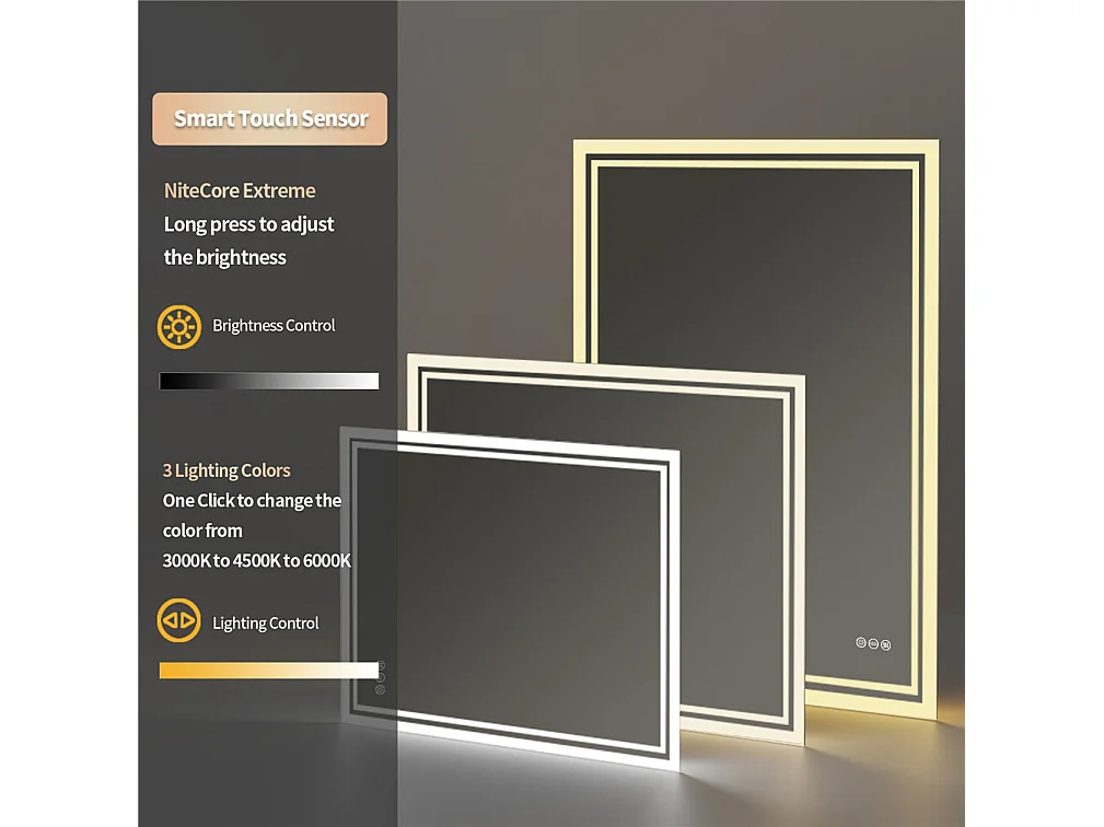 LED Badezimmerspiegel 70x50cm Wandspiegel mit Antibeschlagbeleuchtung 50x70cm