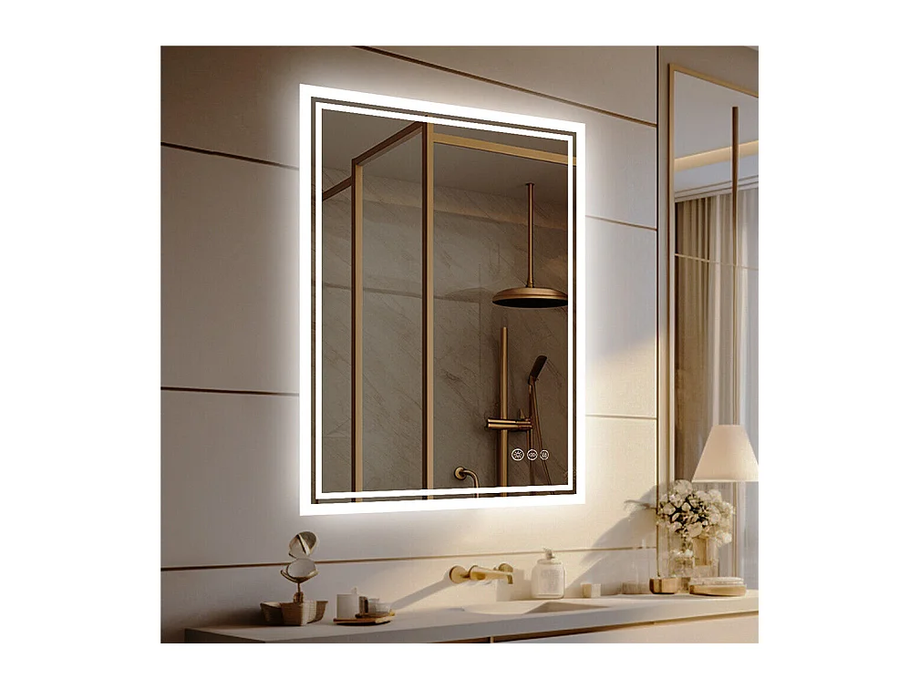 LED badkamerspiegel 70x50cm wandspiegel met anti-condens verlichting 50x70cm