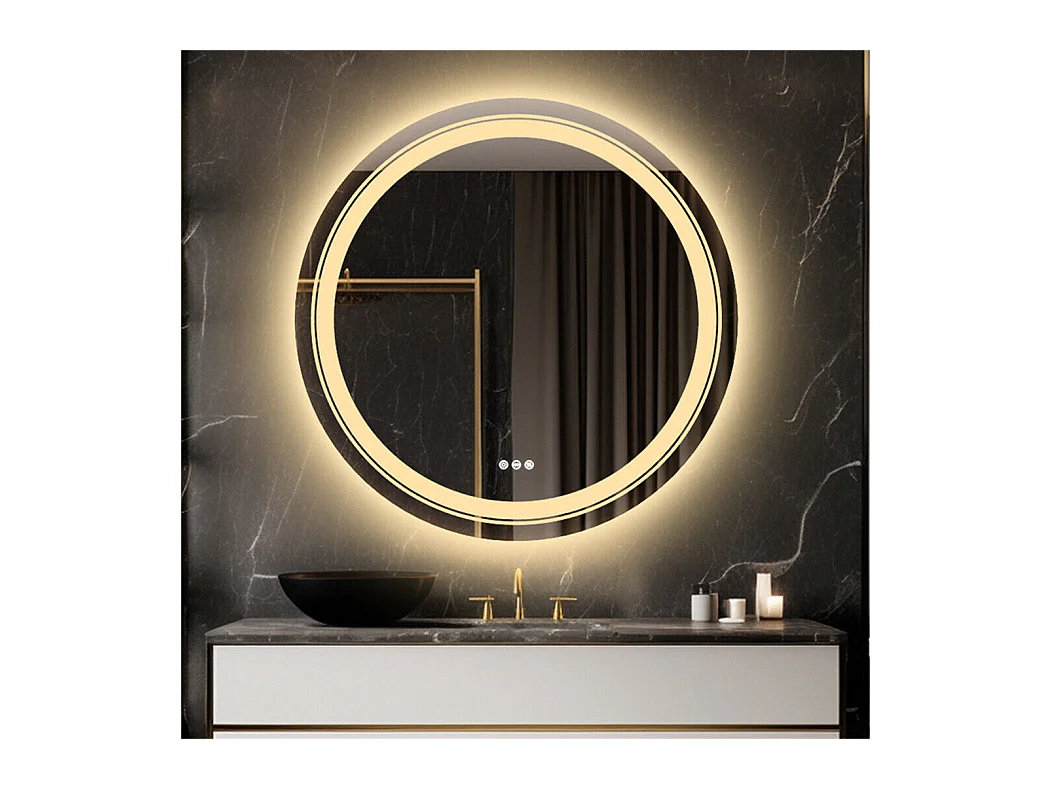Miroir salle de bain led rond 80x80cm miroir mural avec éclairage intégré anti-buée 80x80cm