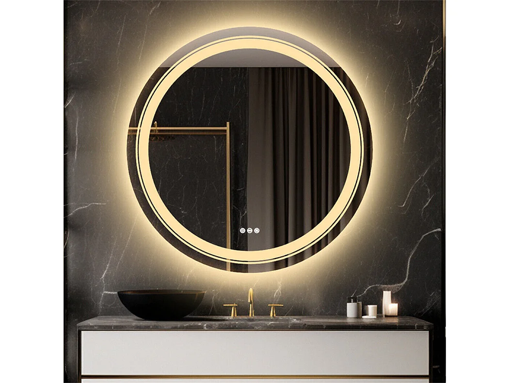 Specchio da bagno rotondo a LED 80x80cm specchio da parete con illuminazione integrata antiappannamento 80x80cm