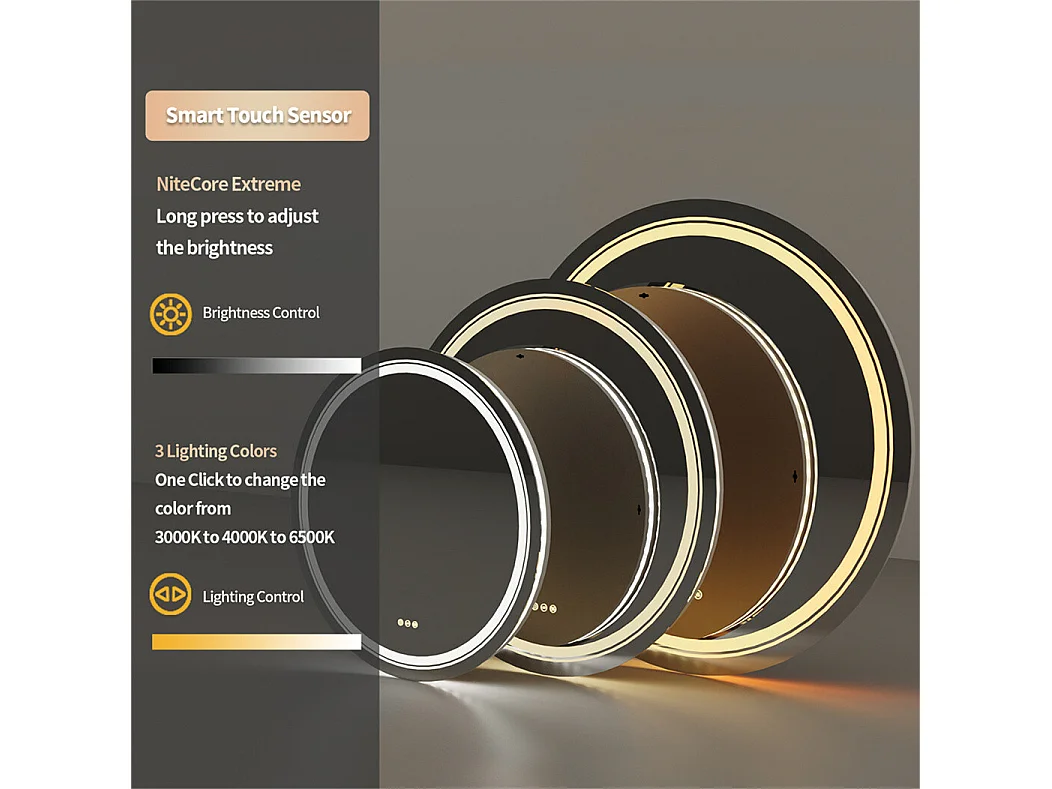 Specchio da bagno rotondo a LED 80x80cm specchio da parete con illuminazione integrata antiappannamento 80x80cm