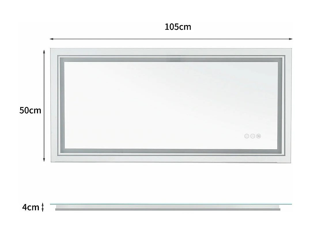 Miroir salle de bain led 100x60cm anti-buée 3 couleurs réglables IP67  miroir connecté avec prise