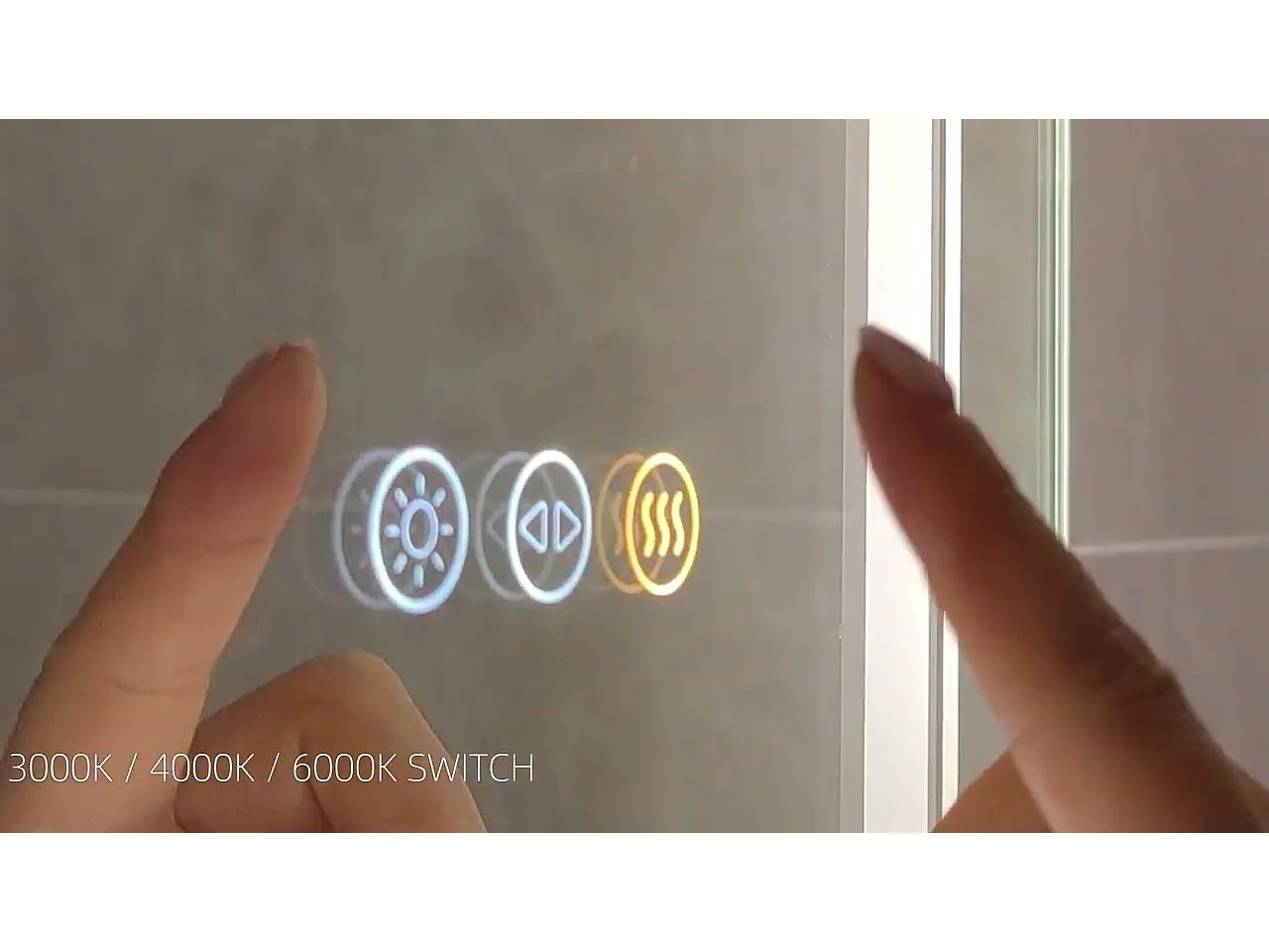 Miroir salle de bain led 100x60cm anti-buée 3 couleurs réglables IP67  miroir connecté avec prise